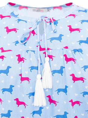 Zwillingsherz - Bluse Dog Lover - Blau/Pink