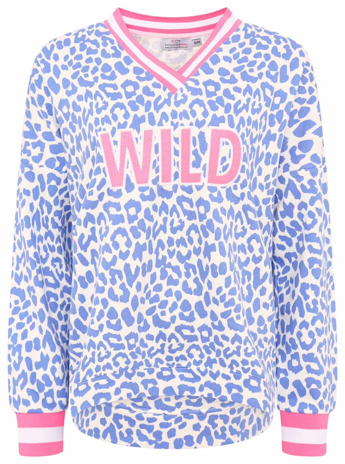 Zwillingsherz -  Sweatshirt/Pullover "Leo Pastell" - Blau/Weiß