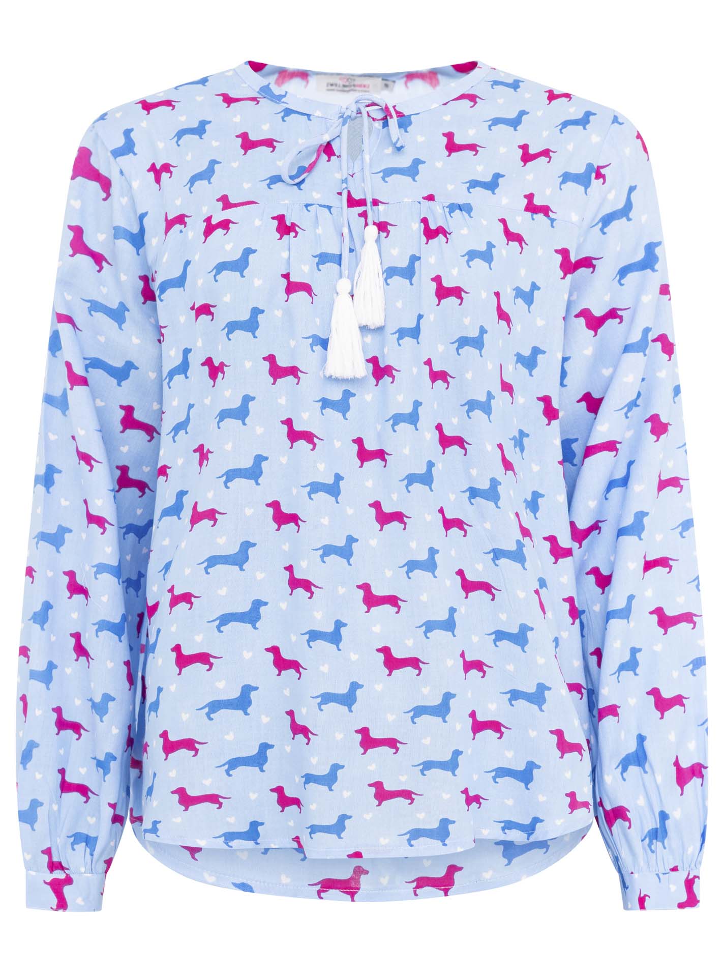 Zwillingsherz - Bluse Dog Lover - Blau/Pink