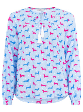 Zwillingsherz - Bluse Dog Lover - Blau/Pink