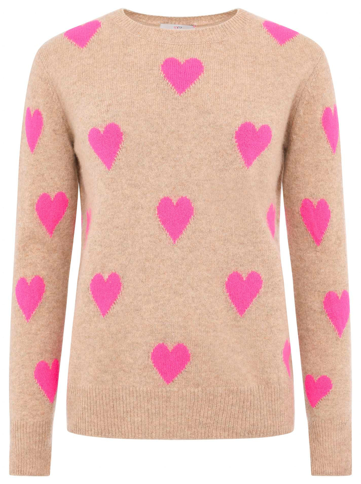 Zwillingsherz 100% Kaschmir / Cashmere Pullover Herz - Beige/Pink