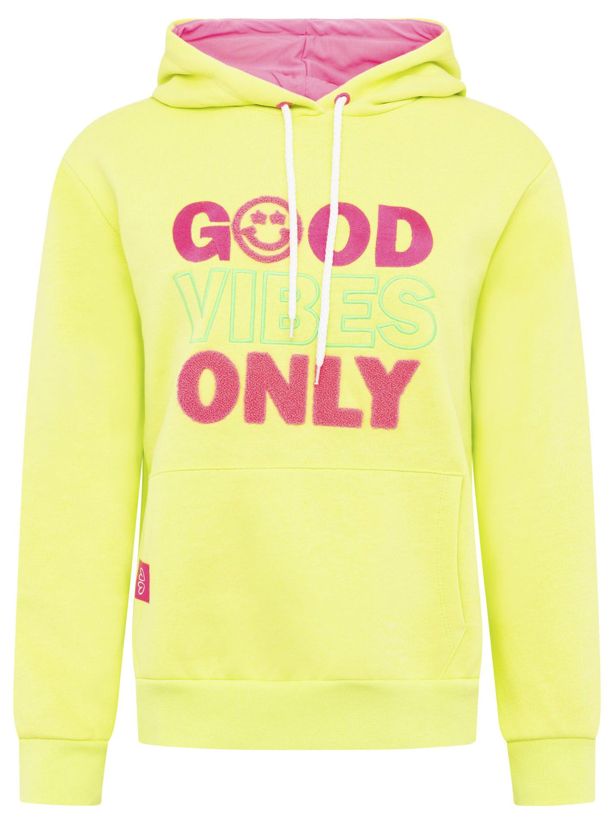 Zwillingsherz - Hoodie "Good Vibes Only" - Lime/Pink (Neu)