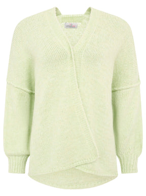 Zwillingsherz - Woll Cardigan mit Naht - Mint