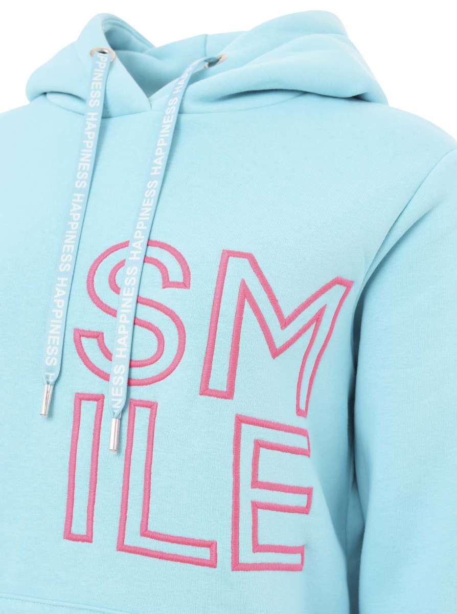 Zwillingsherz - Hoodie "Alissa Smile" - Hellblau/Pink