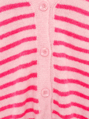 Zwillingsherz - Weicher Cardigan Streifenoptik - Made in Italy - Pink