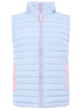 Zwillingsherz - Steppjacke mit abnehmbaren Ärmeln "Strandglück Moin" - Blau/Pink