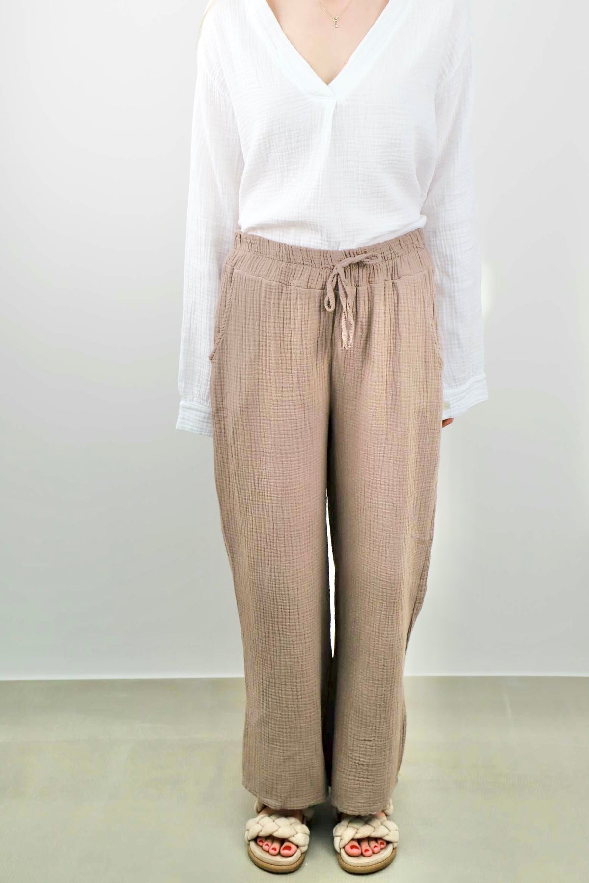 Musselin Hose - Taupe