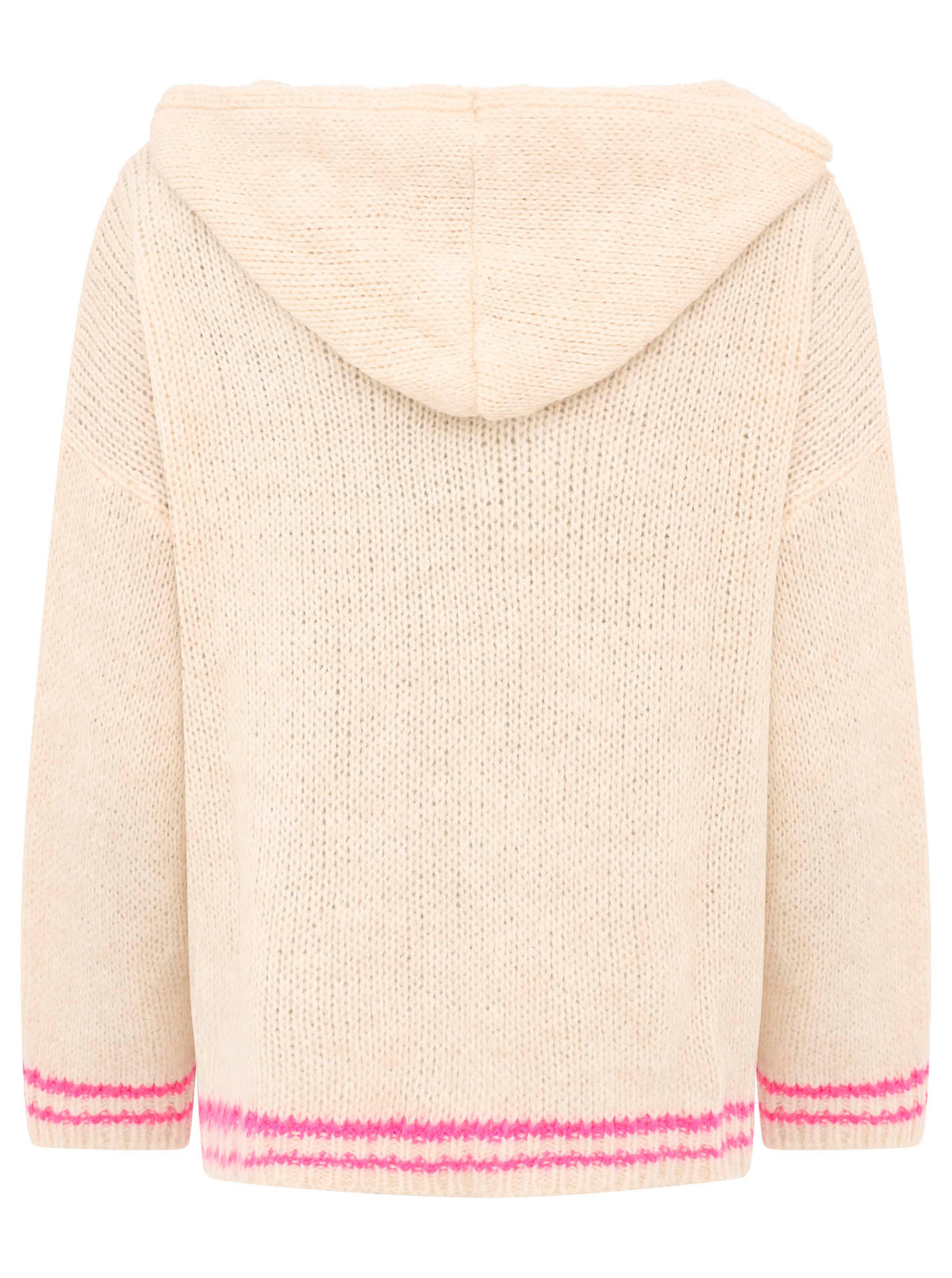 Zwillingsherz - Oversize Strick Hoodie „Herz“ - Made in Italy - Beige/Pink