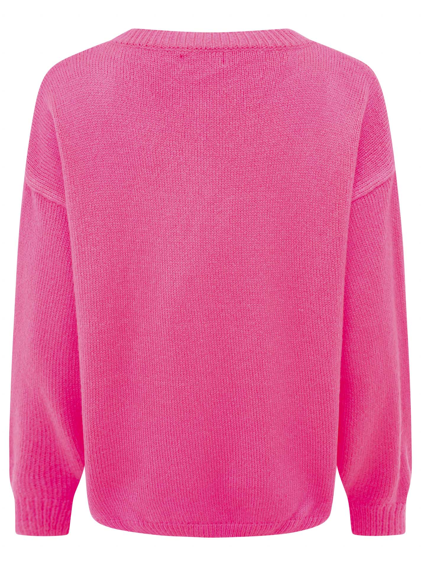 Zwillingsherz - Strickpullover Oversize Rundhals - Neonpink