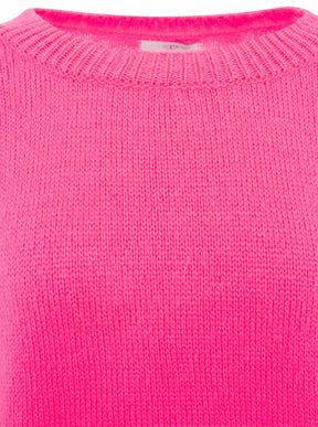 Zwillingsherz - Strickpullover Oversize Rundhals - Neonpink