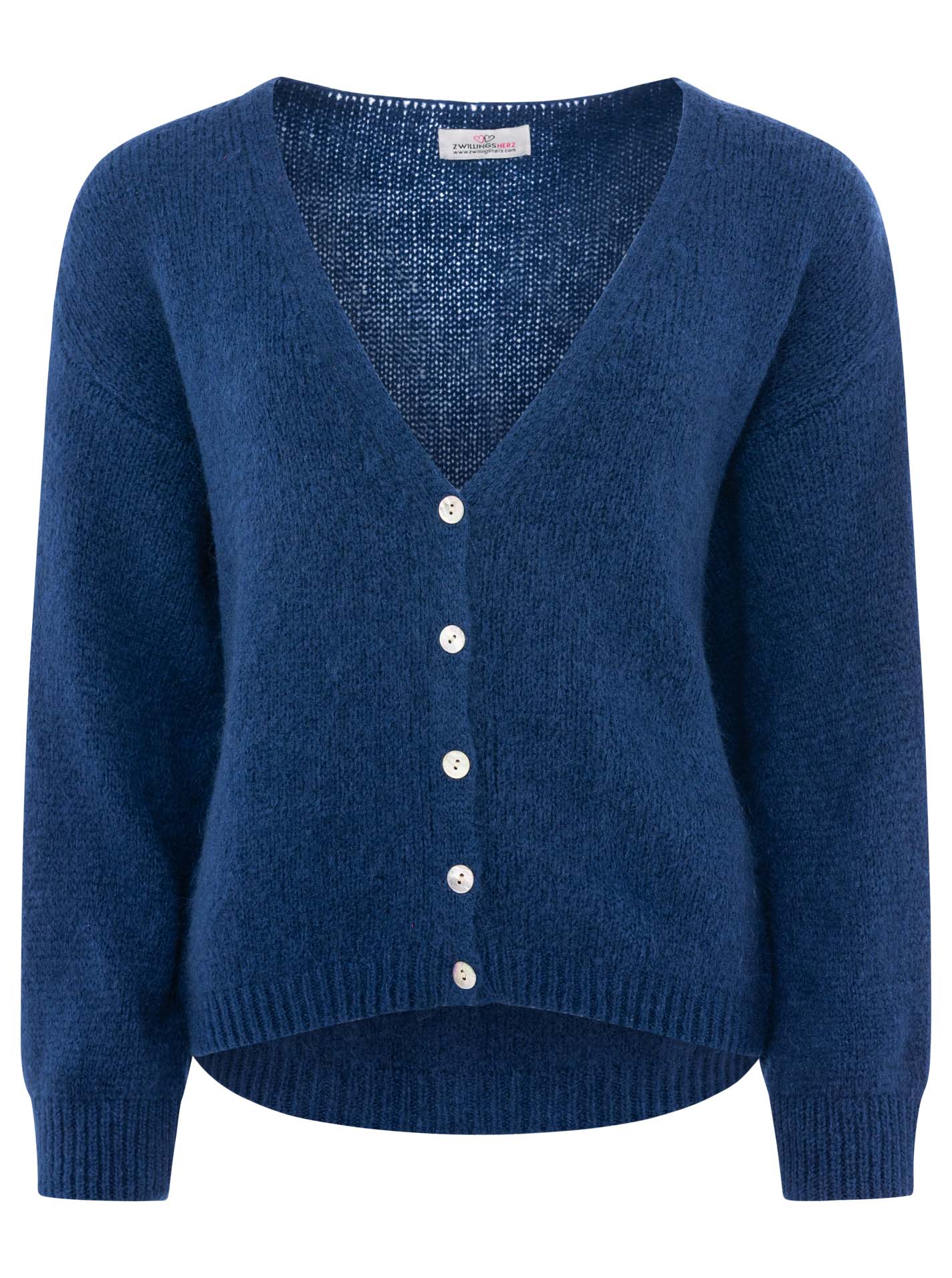 Zwillingsherz - Weicher Alpaka Cardigan - Dunkelblau