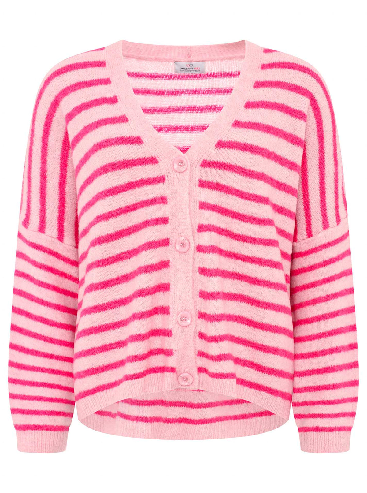 Zwillingsherz - Weicher Cardigan Streifenoptik - Made in Italy - Pink