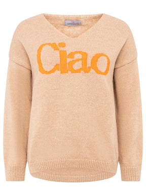 Zwillingsherz - Strickpullover "Ciao“ - Made in Italy - Beige