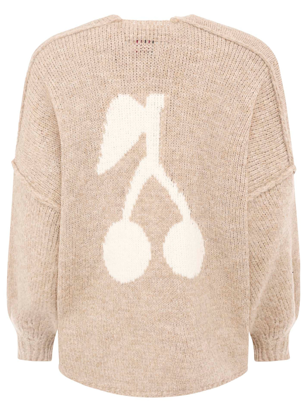 Zwillingsherz - Woll Cardigan mit Naht - Beige