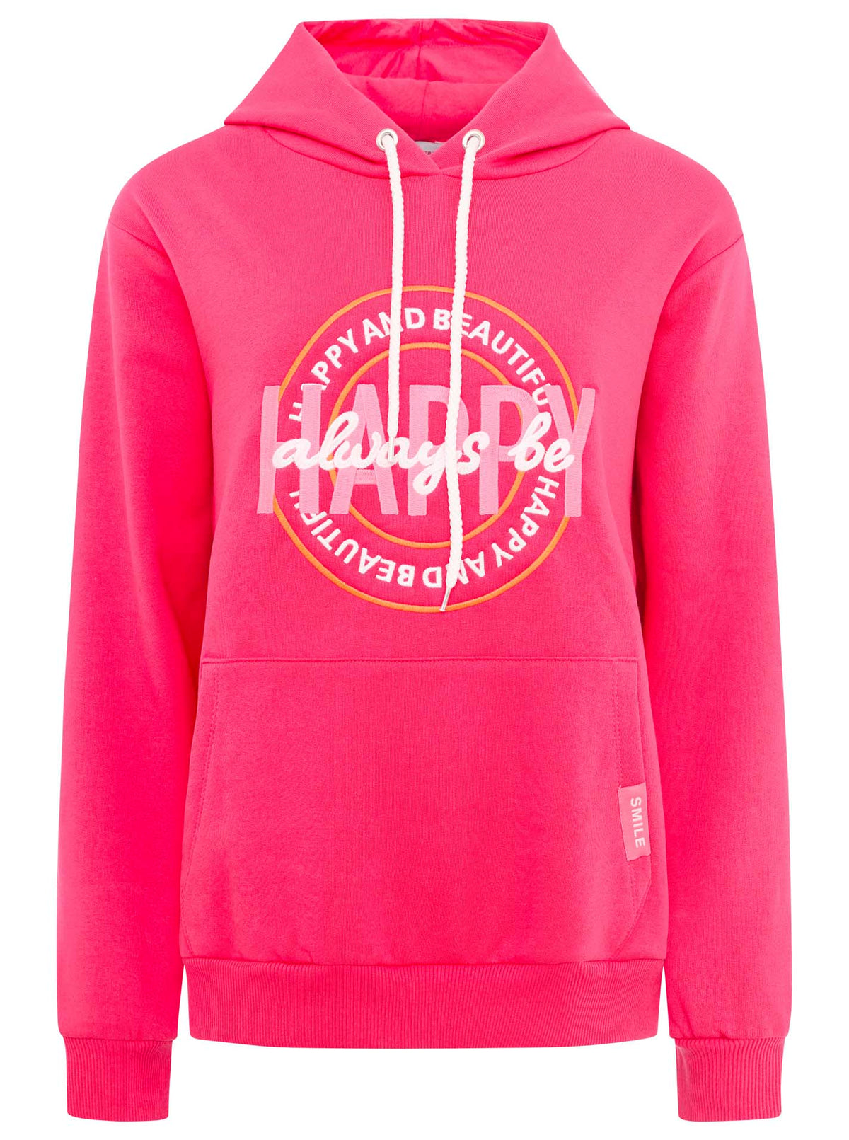 Zwillingsherz - Hoodie "Always Be Happy" - Neonpink