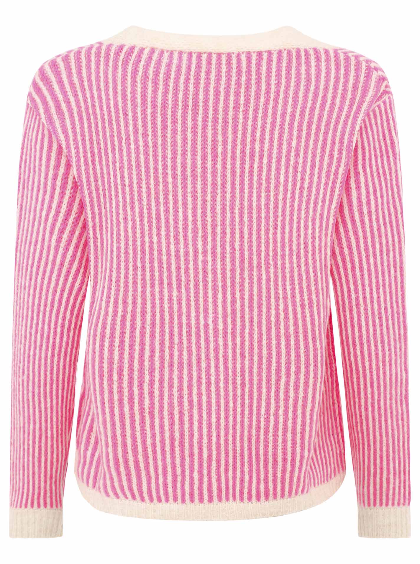 Zwillingsherz - Weiche Strickjacke Streifenoptik - Made in Italy - Pink