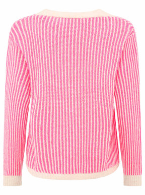 Zwillingsherz - Weiche Strickjacke Streifenoptik - Made in Italy - Pink