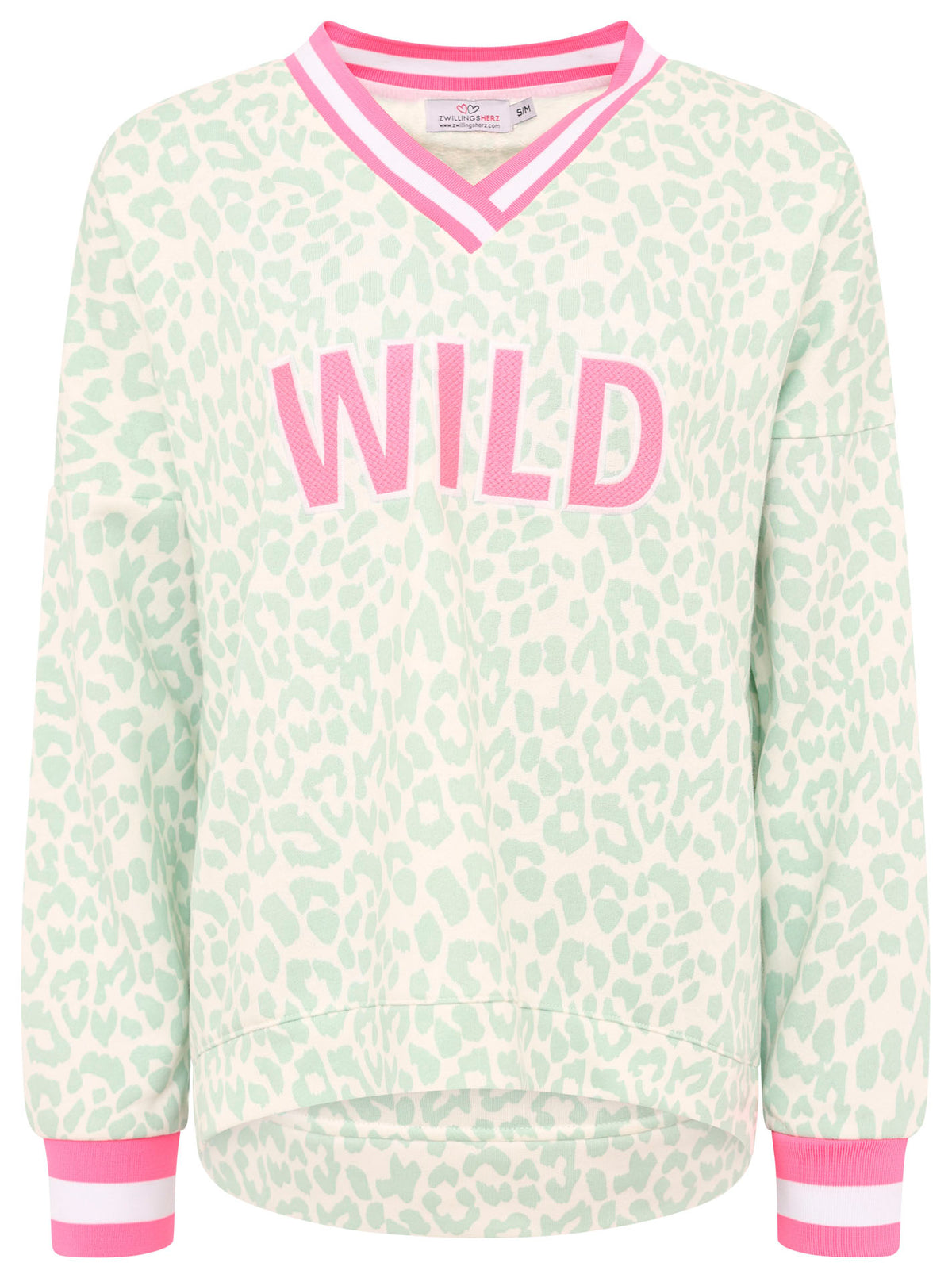 Zwillingsherz -  Sweatshirt/Pullover "Leo Wild Pastell” Salbei