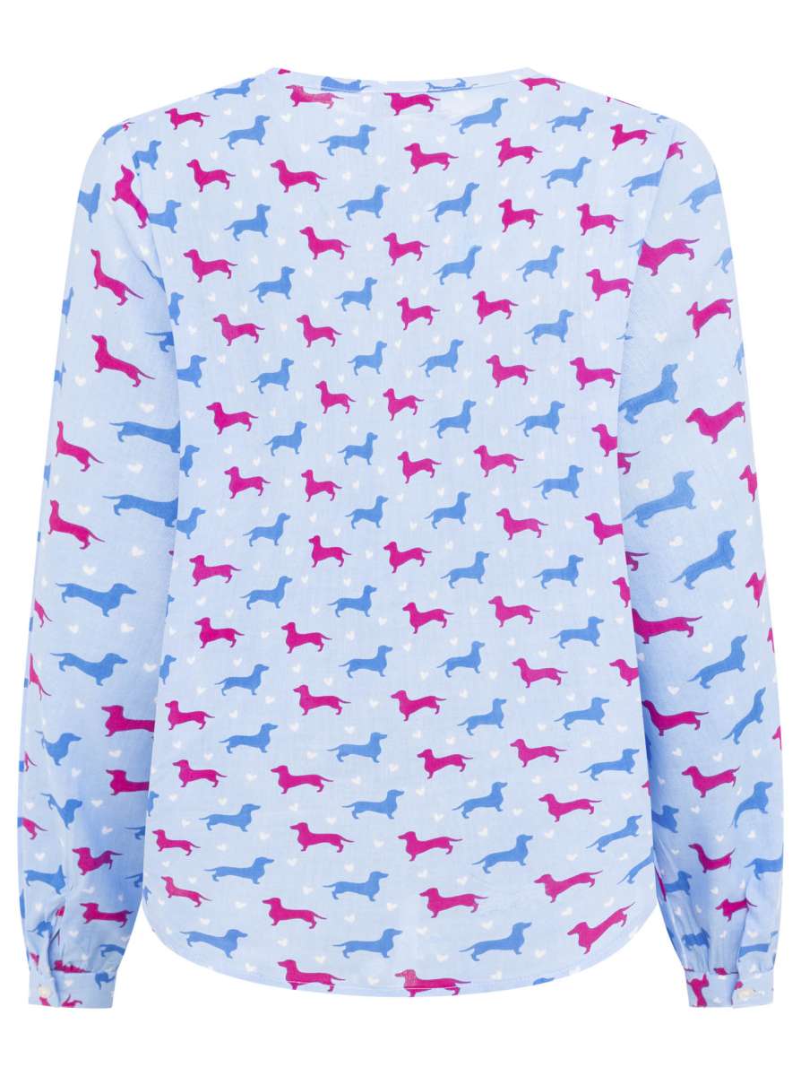 Zwillingsherz - Bluse Dog Lover - Blau/Pink