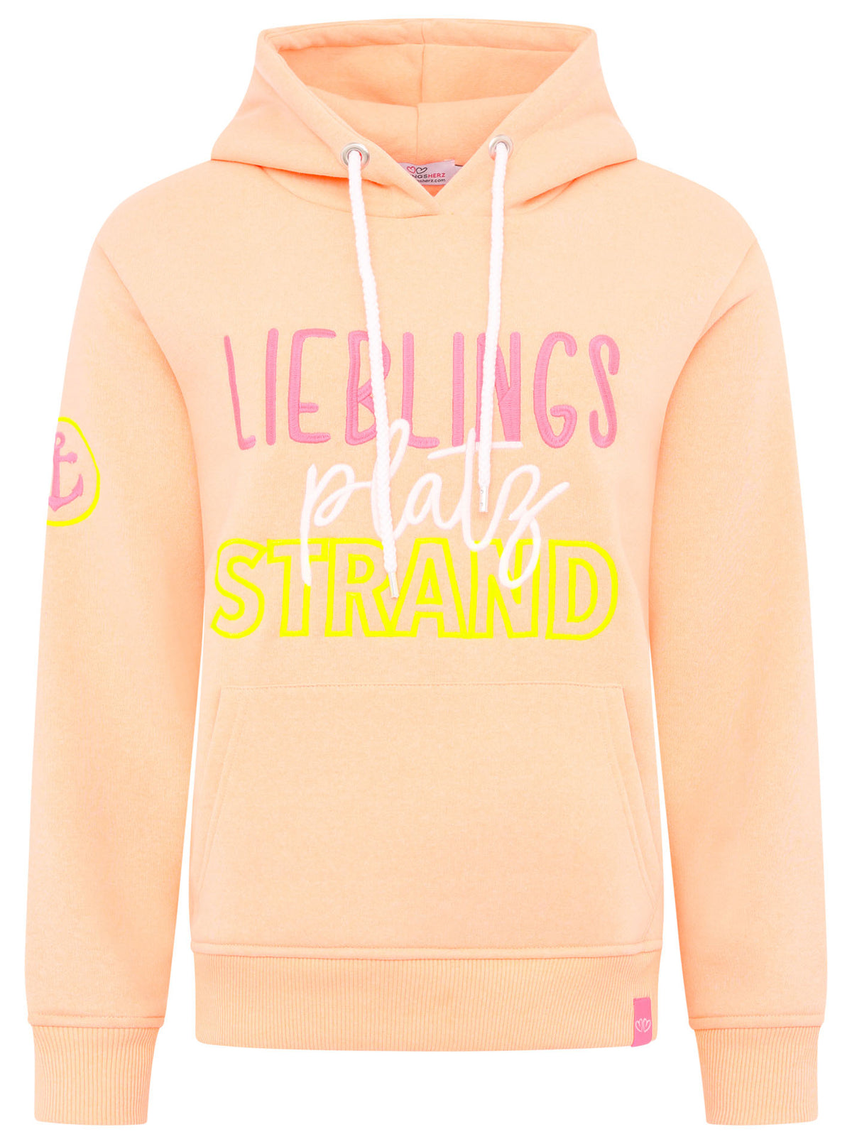 Zwillingsherz - Hoodie "Lieblingsplatz Strand" - Orange