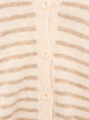 Zwillingsherz - Weicher Cardigan Streifenoptik - Made in Italy - Beige