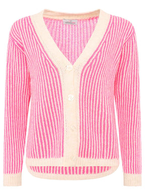 Zwillingsherz - Weiche Strickjacke Streifenoptik - Made in Italy - Pink