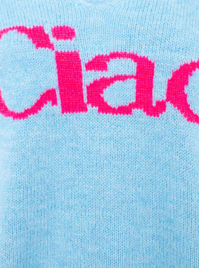 Zwillingsherz - Strickpullover "Ciao“ - Made in Italy - Blau/Pink