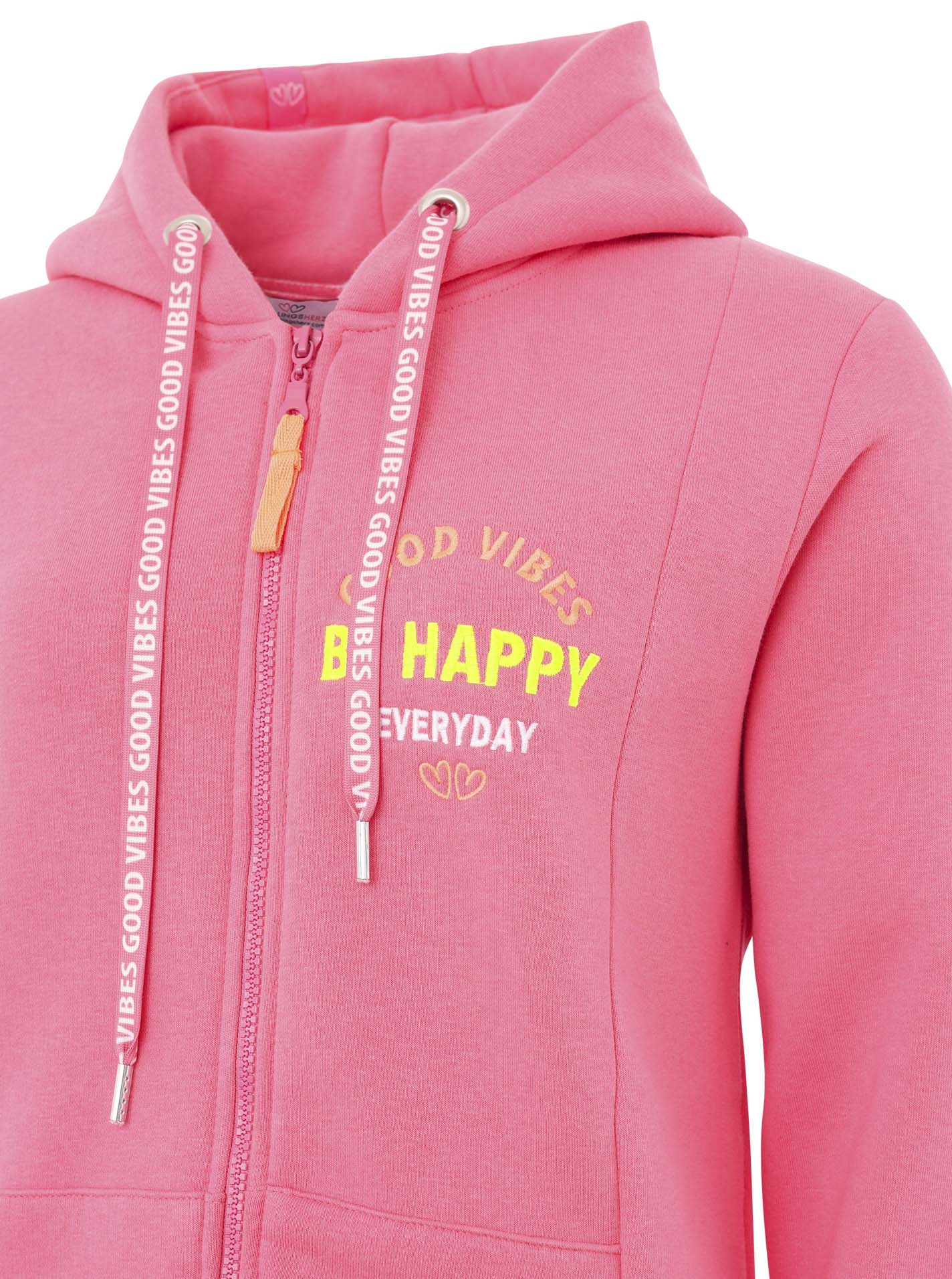 Zwillingsherz - Hoodiemantel "Good Vibes Only - Be Happy" - Neon Pink - CYBER DEAL