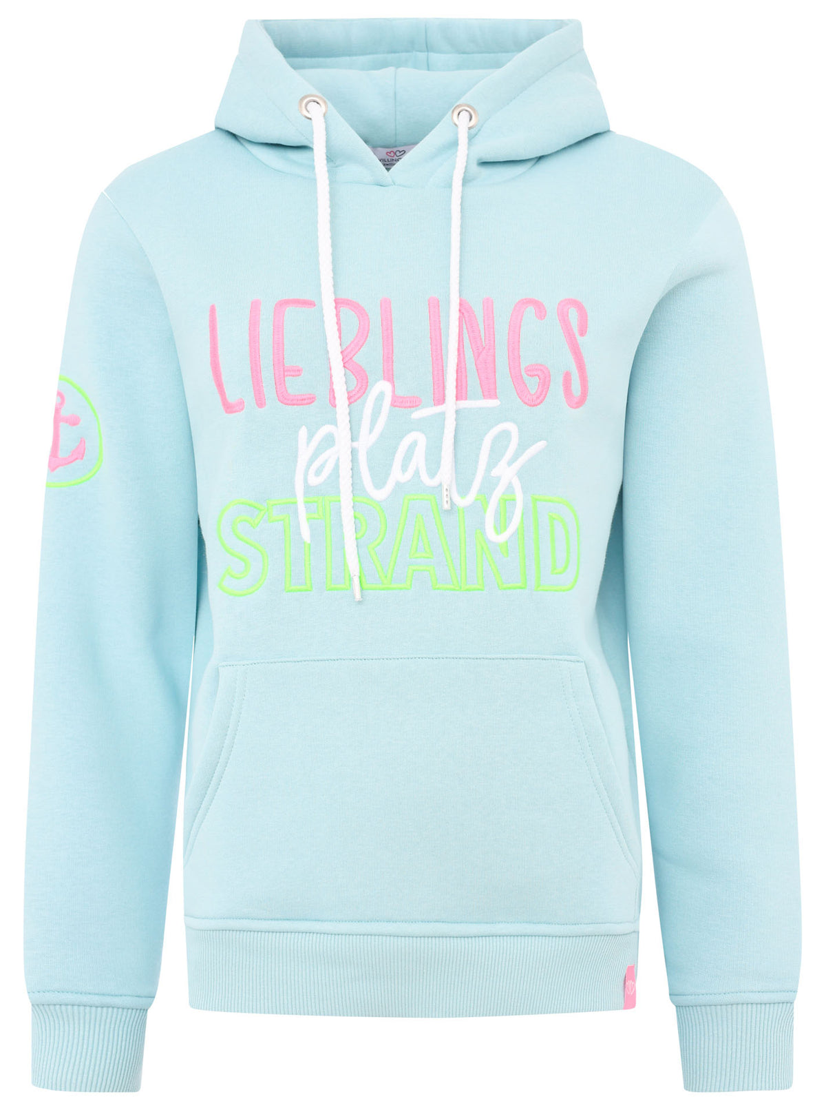 Zwillingsherz - Hoodie "Lieblingsplatz Strand" - Hellblau