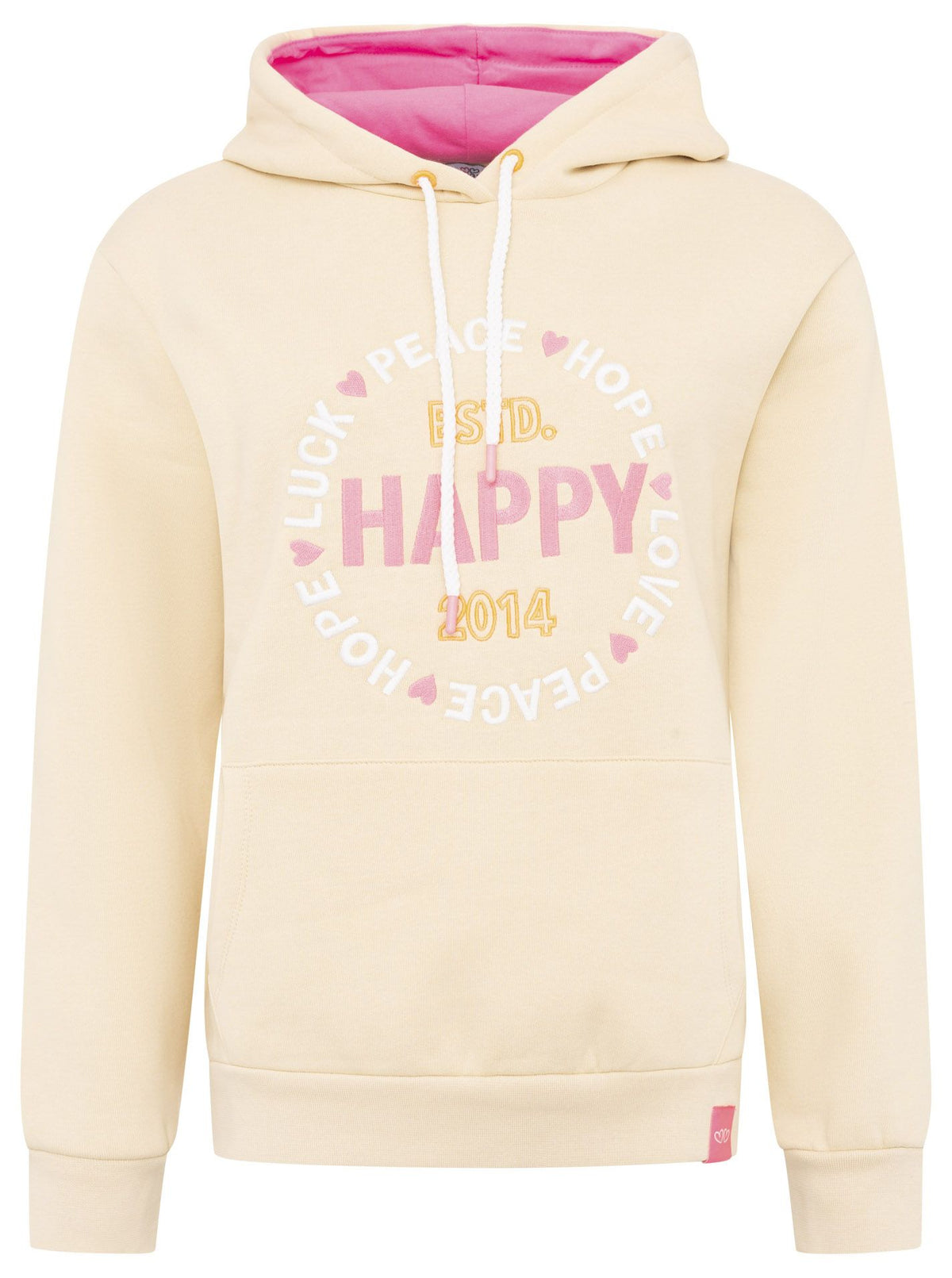 Zwillingsherz - Hoodie "Happy Peace Hope Luck" - Beige