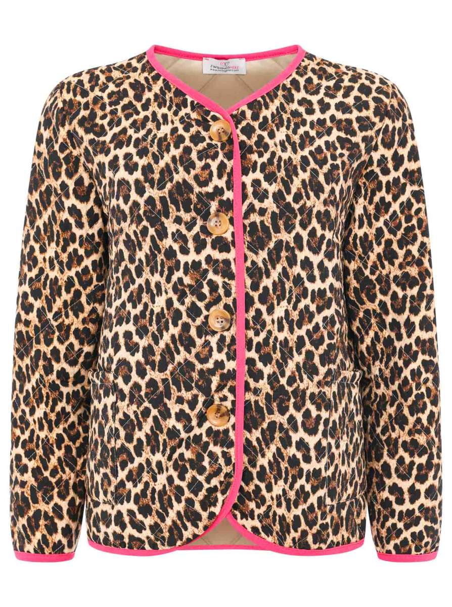 Zwillingsherz -  Stepp Blouson Cardigan Leo/Leopard - Beige/Pink