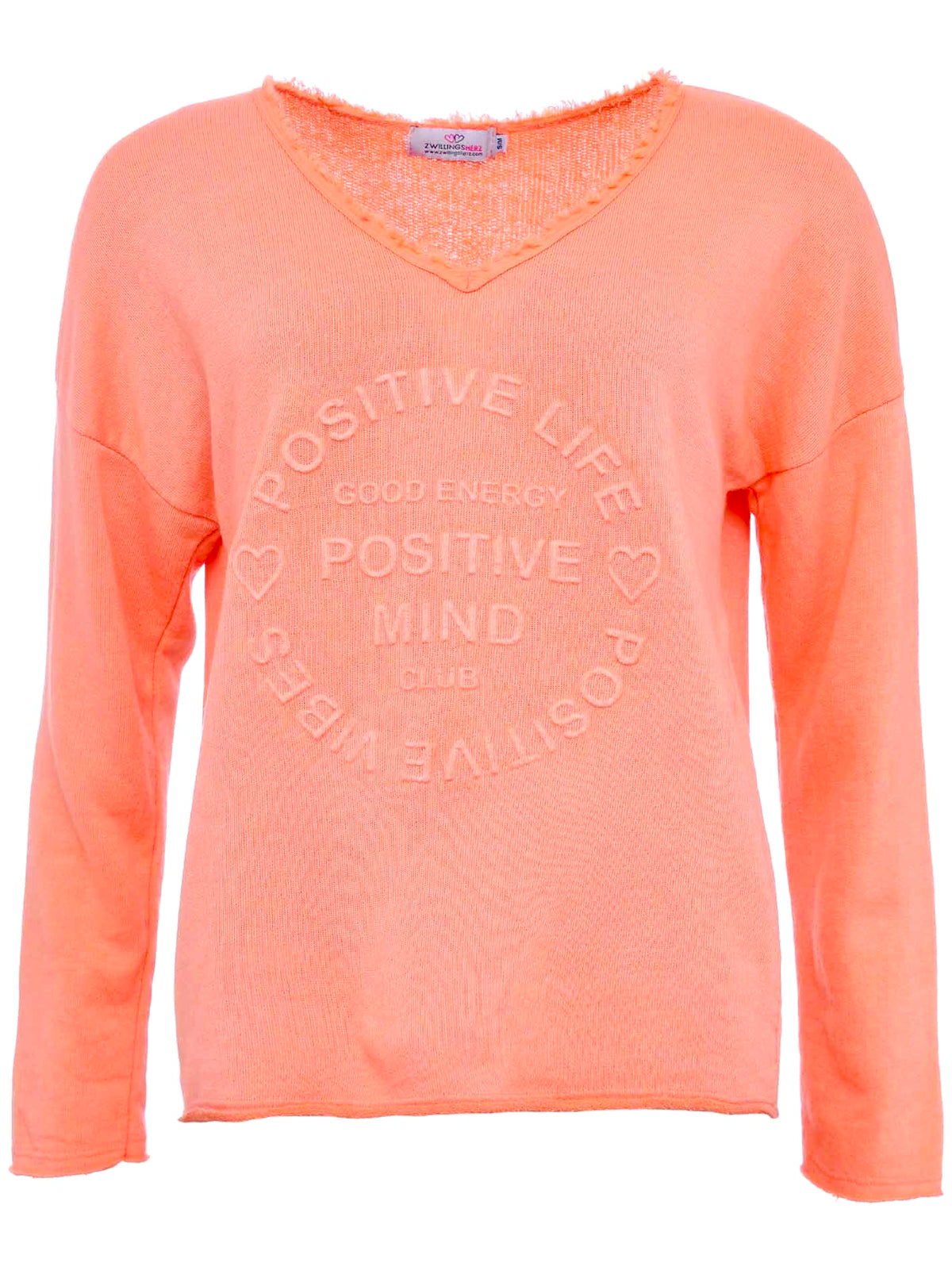 Zwillingsherz -  Sweatshirt "Positive Mind" - Neon Orange