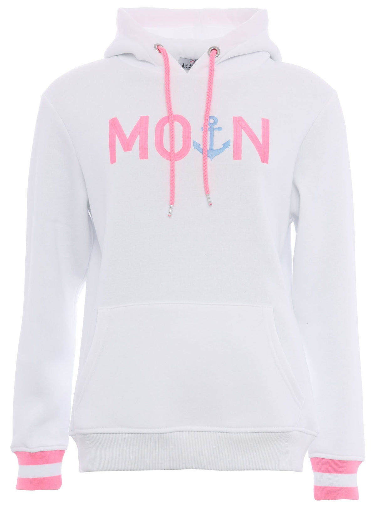 Zwillingsherz - „Moin“ Hoodie/Sweatshirt Rahel - Weiß/Pink