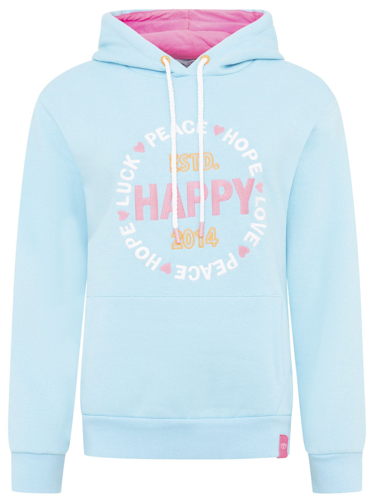 Zwillingsherz - Hoodie "Happy Peace Hope Luck" - Hellblau