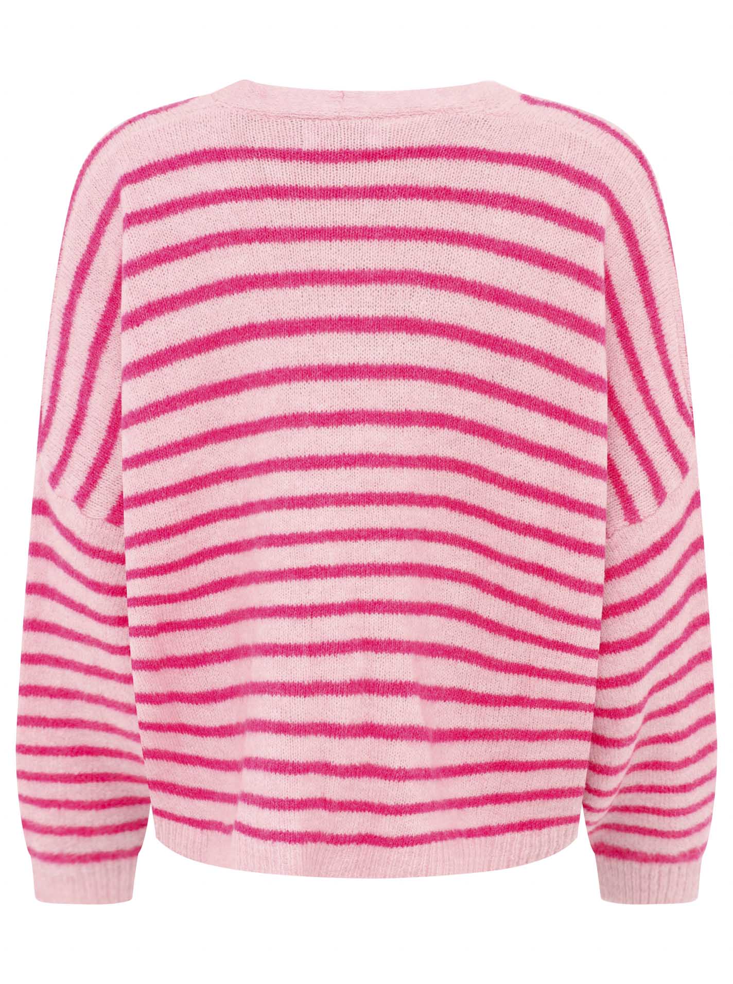 Zwillingsherz - Weicher Cardigan Streifenoptik - Made in Italy - Pink