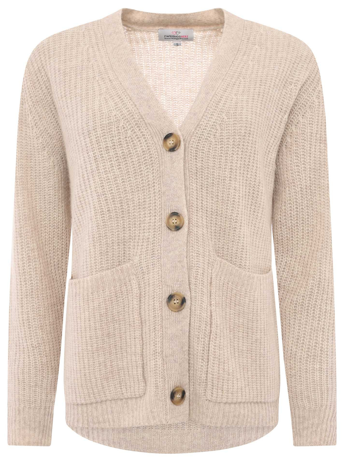 Zwillingsherz Kaschmir / Cashmere Strick Cardigan - Beige