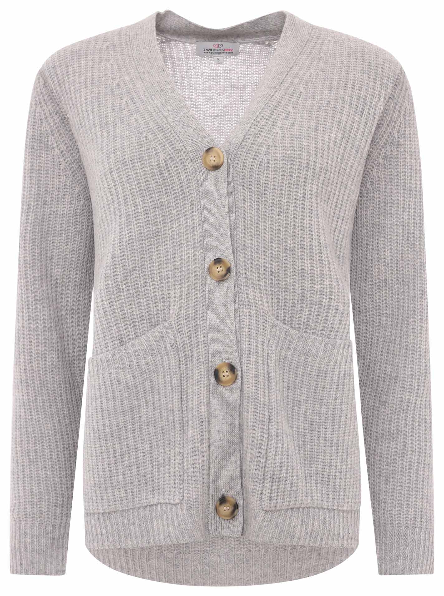 Zwillingsherz Kaschmir / Cashmere Strick Cardigan - Grau