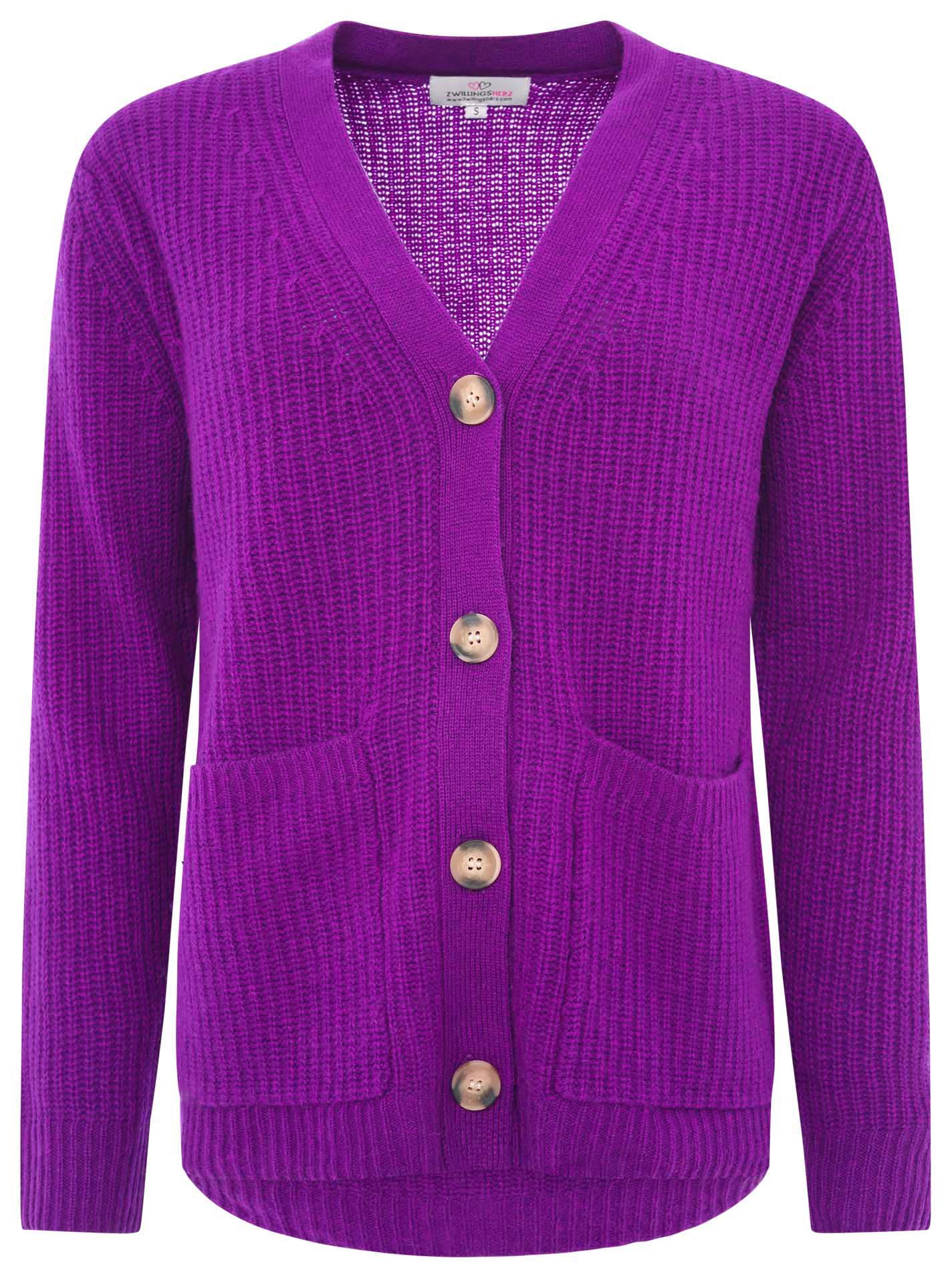 Zwillingsherz Kaschmir / Cashmere Strick Cardigan - Lila