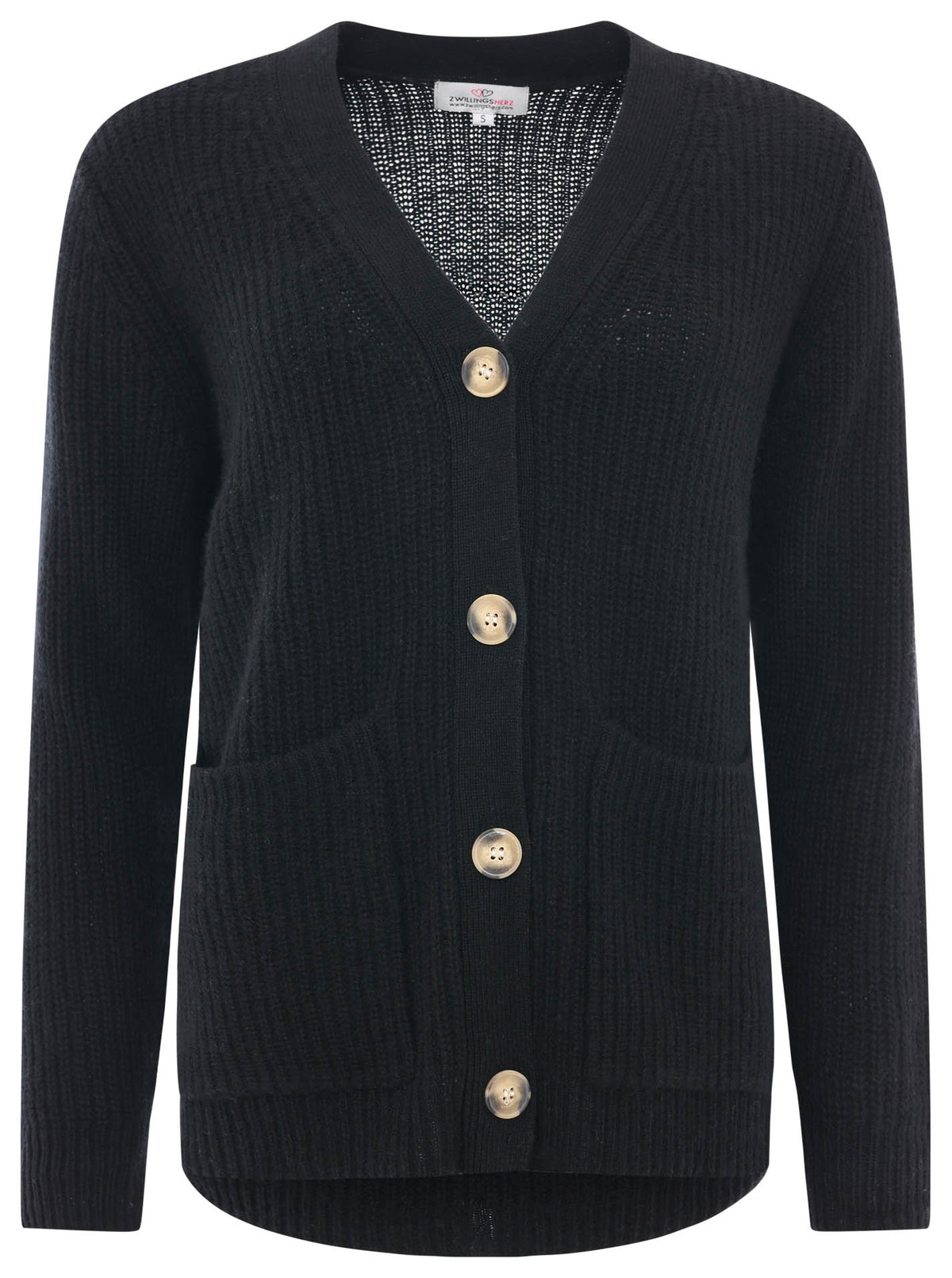 Zwillingsherz Kaschmir / Cashmere Strick Cardigan - Schwarz