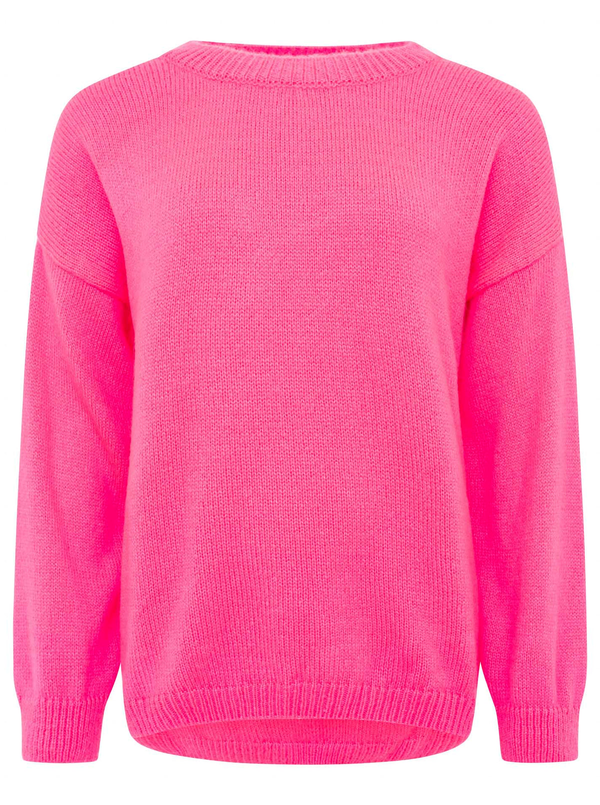 Zwillingsherz - Strickpullover Oversize Rundhals - Neonpink