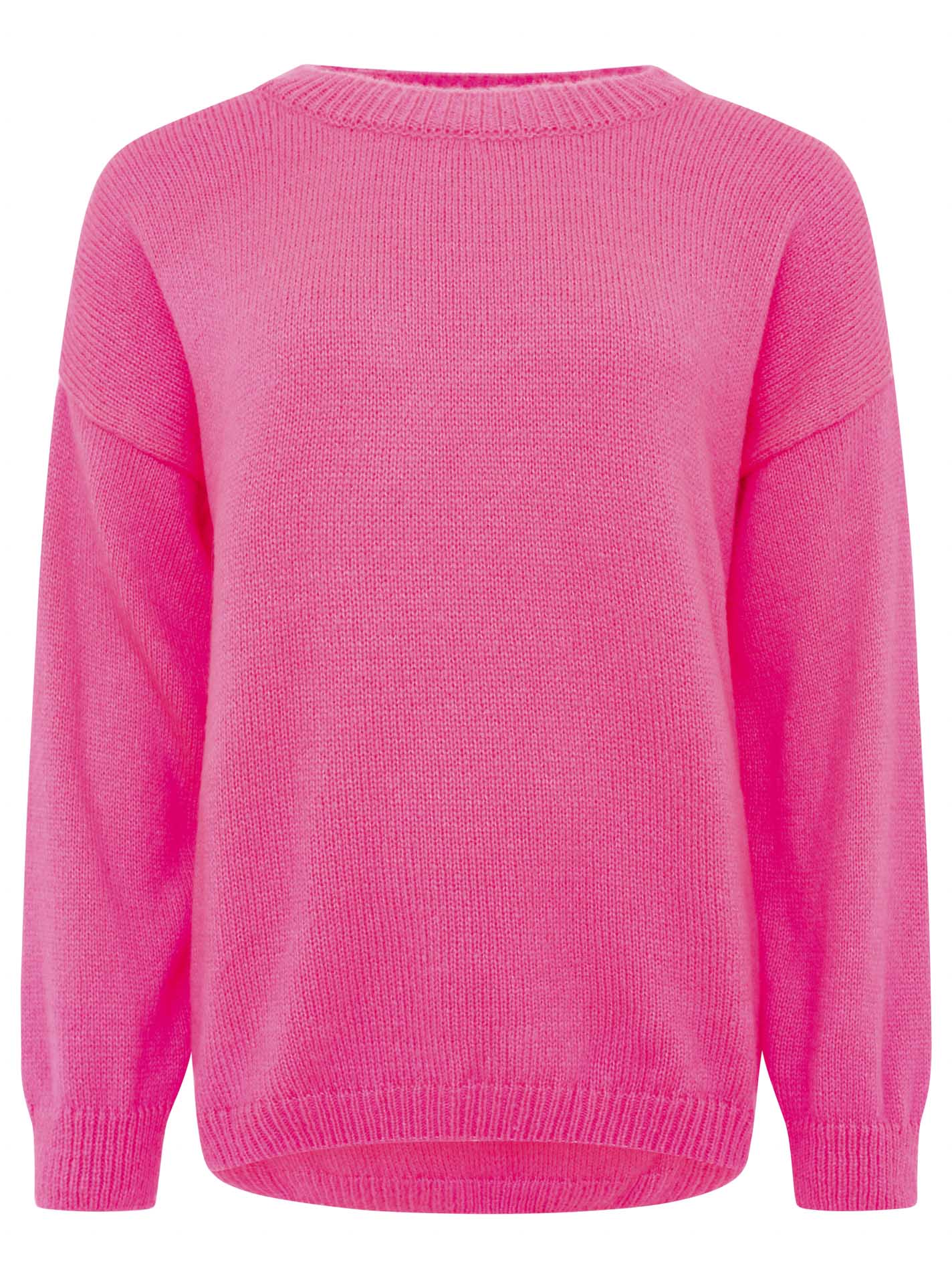 Zwillingsherz - Strickpullover Oversize Rundhals - Neonpink