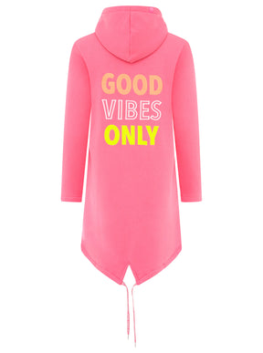 Zwillingsherz - Hoodiemantel "Good Vibes Only - Be Happy" - Neon Pink - CYBER DEAL