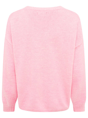 Zwillingsherz - Strickpullover Oversize Rundhals - Rosa