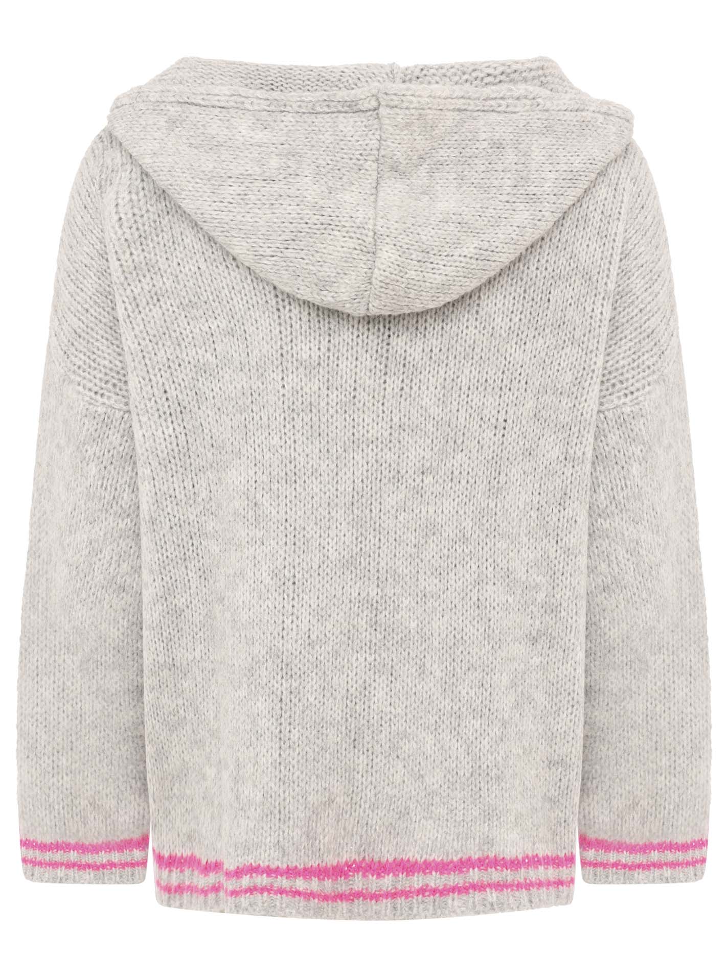 Zwillingsherz - Oversize Strick Hoodie „Herz“ - Made in Italy - Grau/Pink