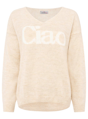 Zwillingsherz - Strickpullover "Ciao“ - Made in Italy - Beige/Creme