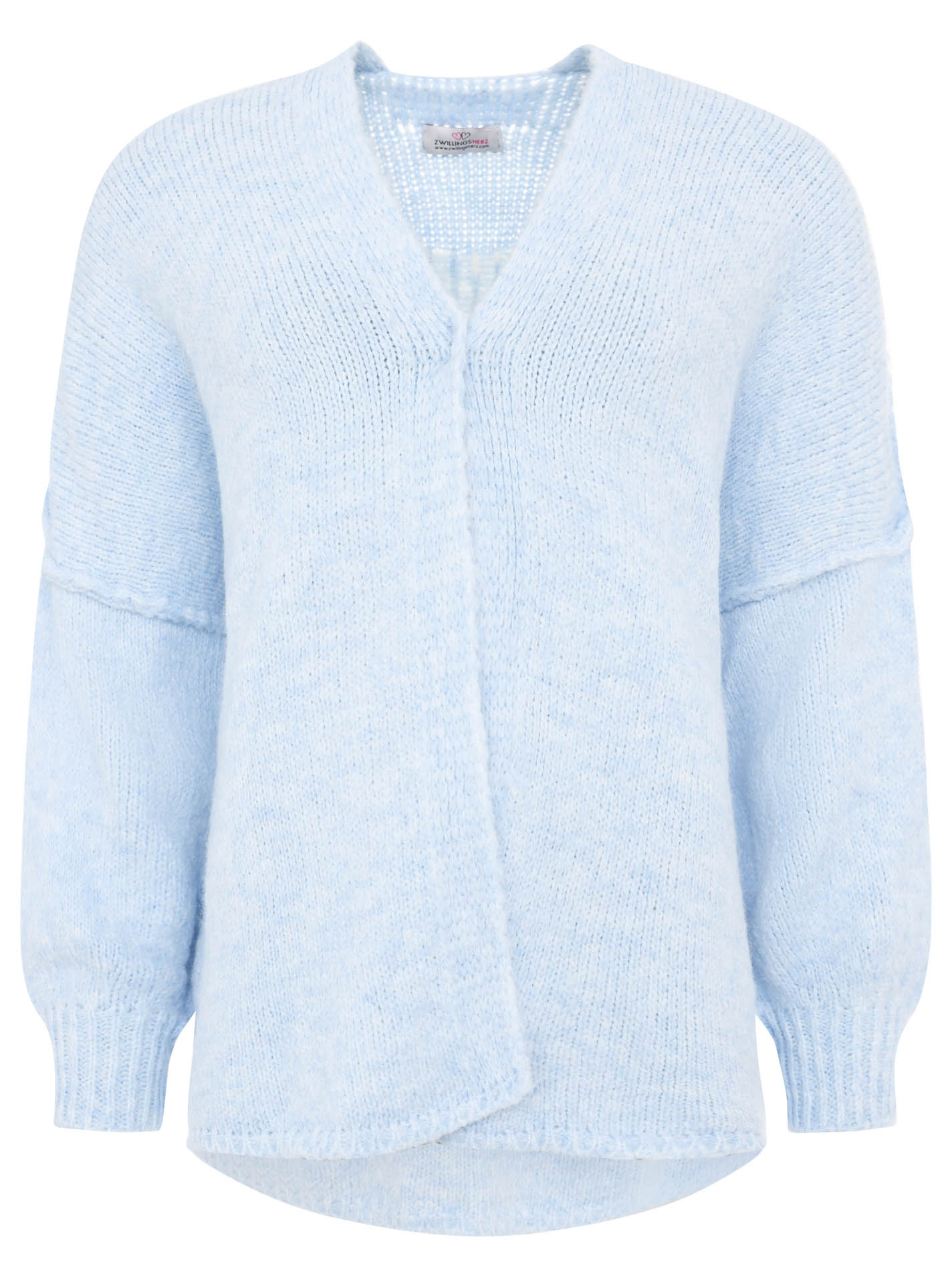 Zwillingsherz - Woll Cardigan mit Naht - Hellblau