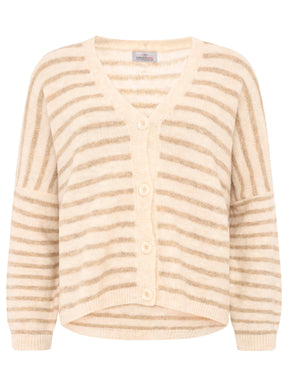 Zwillingsherz - Weicher Cardigan Streifenoptik - Made in Italy - Beige