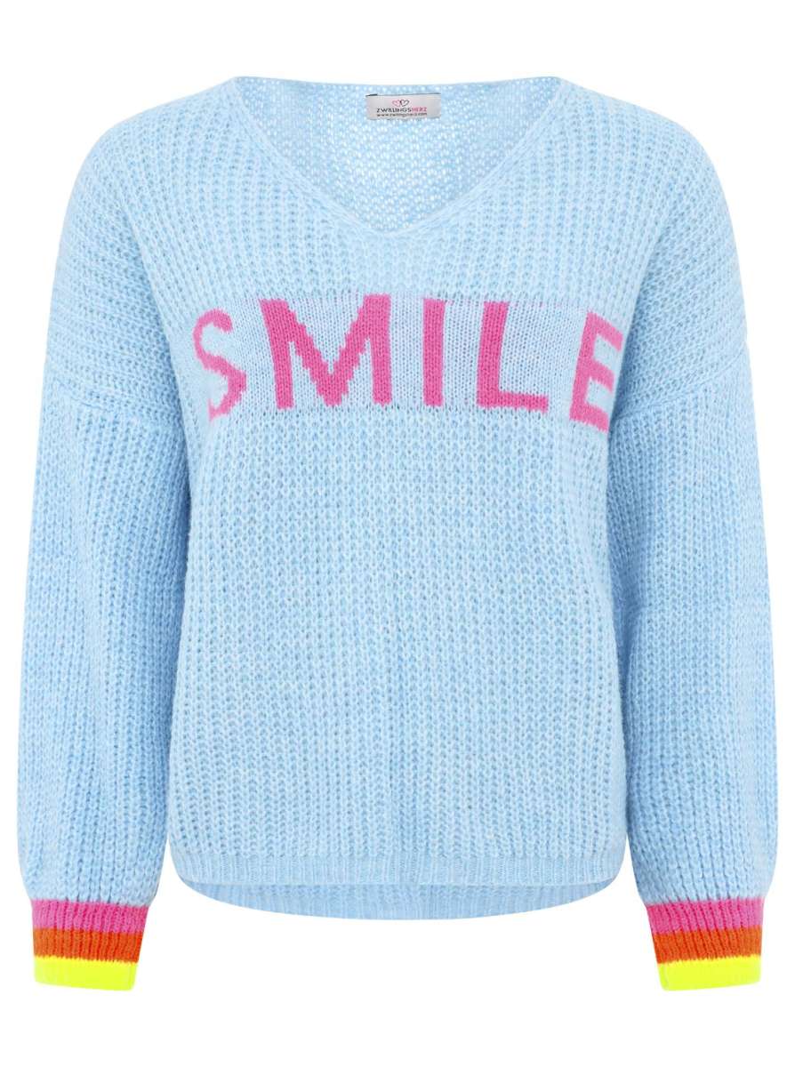 Zwillingsherz Made in Italy Pullover Smile - Hellblau