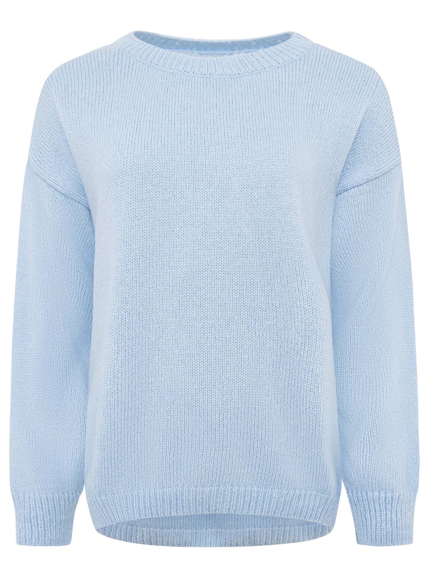 Zwillingsherz - Strickpullover Oversize Rundhals - Hellblau