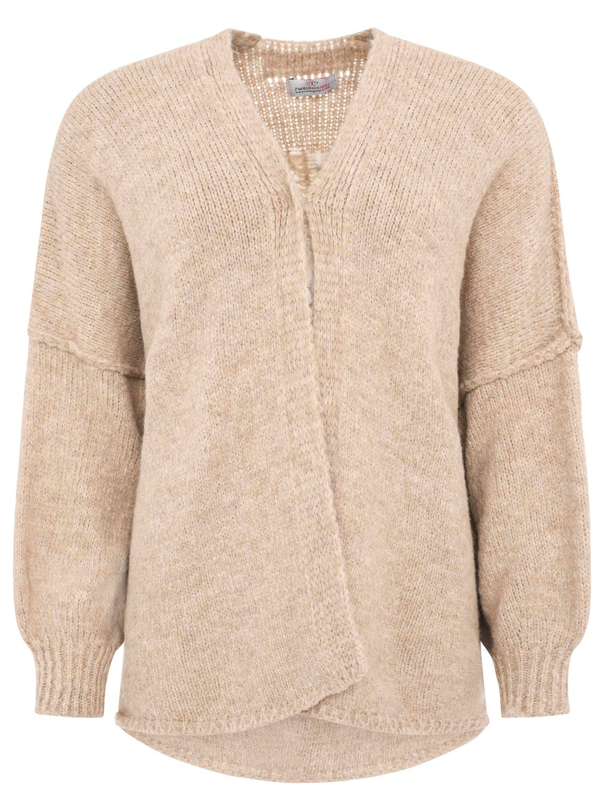 Zwillingsherz - Woll Cardigan mit Naht - Beige